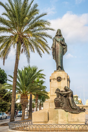 VALETTA,MALTA - OCTOBER 5,2021 - View at the monument Christ the King in the streets of Valetta. Valetta is Capital of Malta.のeditorial素材