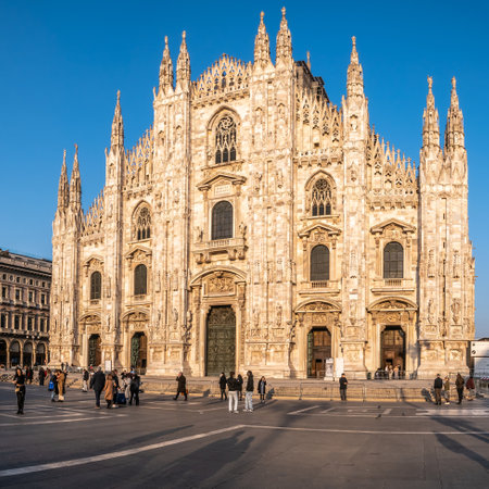 MILAN,ITALY - MARCH 21,2022 - View at the Metropolitan Cathedral-Basilica of the Nativity of Saint Mary in Milan. Milan is a city in northern Italy, capital of Lombardy.のeditorial素材