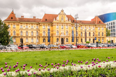 ZAGREB,CROATIA - APRIL 27,2022 - View at the Building of Museum of Arts and Crafts in the streets of Zagreb. Zagreb is the capital and largest city of Croatia.のeditorial素材