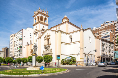 BADAJOZ,SPAIN - MAY 25,2022 - View at the Church of Saint John the Baptist in Badajoz. Badajoz is situated close to the Portuguese border, on the left bank of the river Guadiana.のeditorial素材