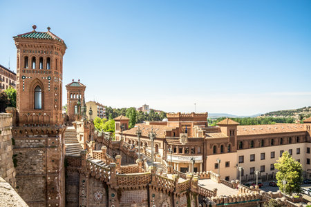 TERUEL,SPAIN - MAY 29,2022 - View at the La Escalinata buildings in the streets of Teruel. Teruel is a city in Aragon, located in eastern Spain.のeditorial素材
