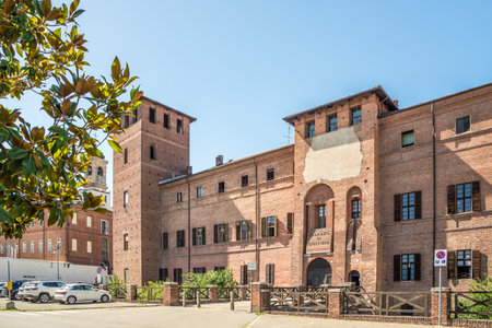 VERCELLI, ITALY - JUNE 29,2022 - View at the Building of Justice Palace in the streets of Vercelli. Vercelli is one of the oldest urban sites in northern Italy.のeditorial素材