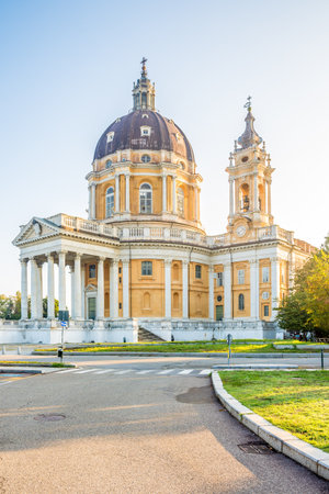 TURIN,ITALY - AUGUST 31,2022 - View at the Basilica of Superga near Turin in Italy. Basilica was...