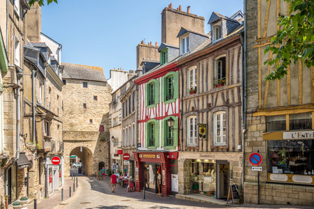 VANNES,FRANCE - JUNE 1,2023 - Prison gate in the streets of Vannes. Vannes is a commune in the Morbihan department in Brittany in north-western France.のeditorial素材