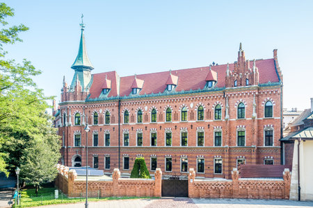 View at the Building of Arcidiocese in the streets of Krakow in Polandの写真素材