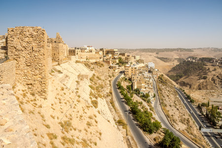 View from the ruins of Kerak castle - Jordanの写真素材