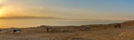 Panoramic view at the Sunset near Dead sea - Jordanの写真素材