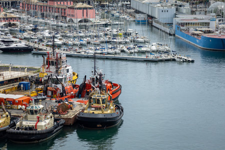 Luxury marina with yachts and boats moored in harbor city travel and nautical lifestyleのeditorial素材