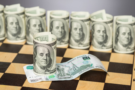 Photo dedicated to the catastrophic collapse of the ruble against the dollarの写真素材