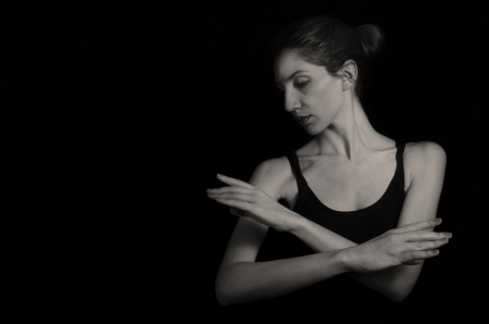 Jazz ballerina posing in blackの写真素材