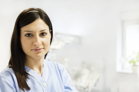 Portrait of a beautiful young woman doctorの写真素材