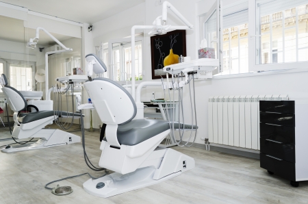 Dental office with two dental chairsの写真素材
