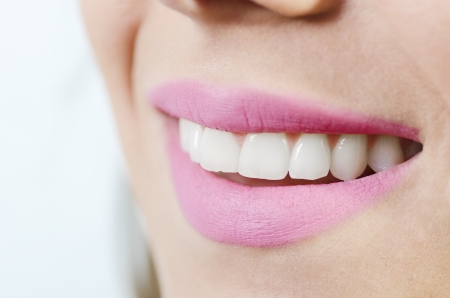 Beautiful smile close up with perfectly white teethの写真素材