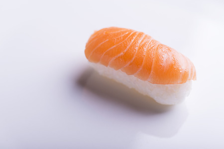 Fresh sushi on white backgroundの写真素材