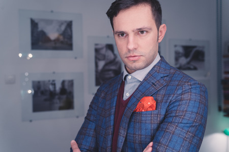 Handsome man in suit, indoors shoot,の写真素材