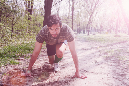 Hansome man in park, workoutの写真素材