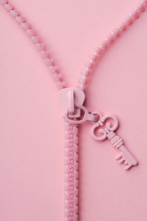 pink zipper on pink backgroundの写真素材