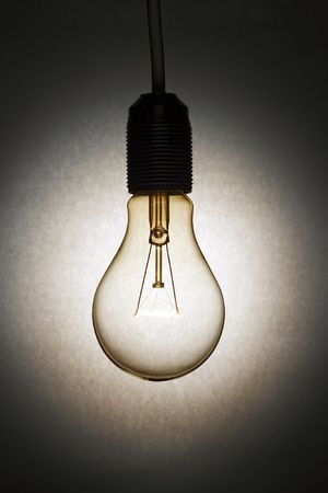 a lit bulb backlitの写真素材