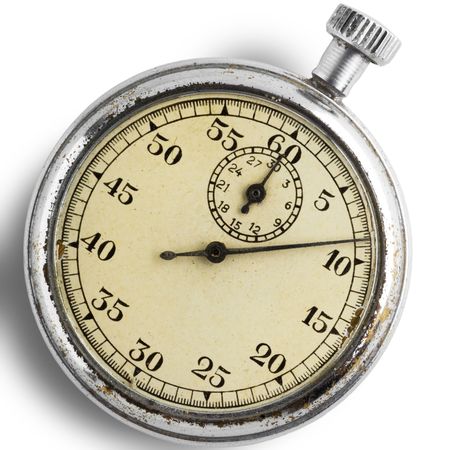 an old stopwatch on white - with clipping pathの写真素材