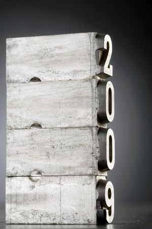 old lead letters forming 2009の写真素材