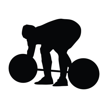 Raising Weights, Silhouette on White Backgroundのイラスト素材