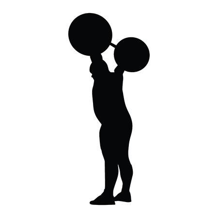 Raising Weights, Silhouette on White Backgroundのイラスト素材