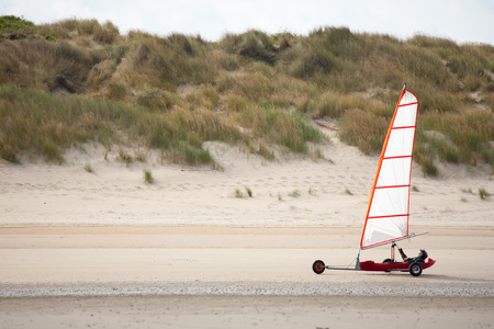 Land sailing man on the beacheÂ´s sandの写真素材