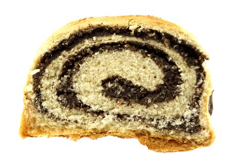poppy seed cake on white backgroundの写真素材