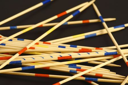 small sticks on the black backgroundの写真素材