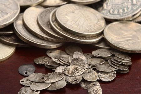 silver coinsの写真素材