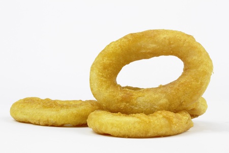 fried squid ring on the white backgroundの写真素材