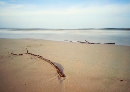 tranquil colorful landscape of sea coast (Baltic sea) photographet at sunset