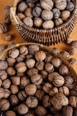Tasty walnuts composition on tableの写真素材