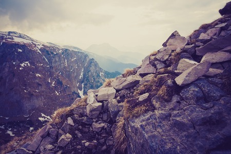 Beautiful tatra mountains landscape. Photo with vintage mood effect.