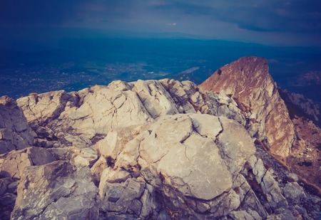 Beautiful tatra mountains landscape. Photo with vintage mood effect.