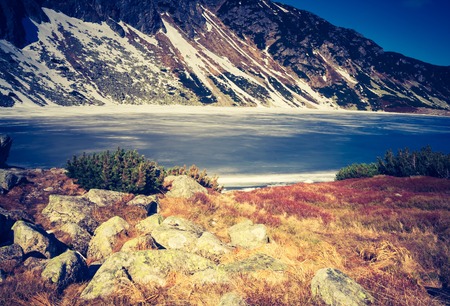 Beautiful tatra mountains landscape. Photo with vintage mood effect.
