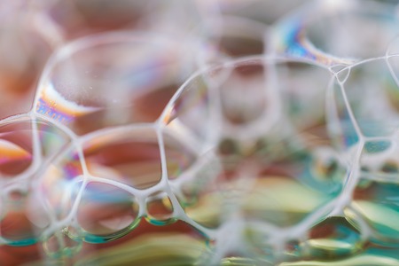 Close up of foam, abstract photo. Soap bubbles macro.の写真素材