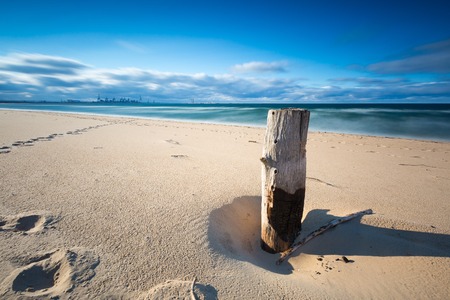 Baltic shore. Beautiful dramatic weather seascape of polish shore of Baltic sea.の写真素材