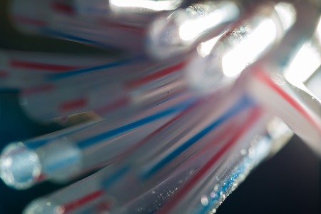 Colorful pipes or drink straws abstraction. many circles and pipes abstract.の写真素材