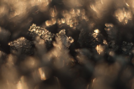 Close up of snow crystals. Nature abstract backgroundの写真素材