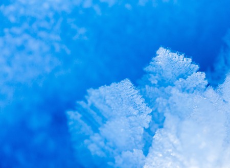 Snow crystals in big close up. Natural snow macro.