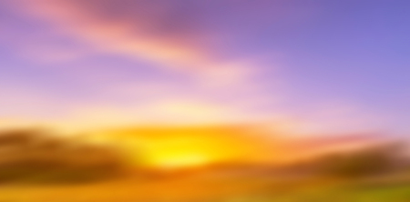 Blurred abstract landscape of sunrise over summer meadow. Defocused abstractionの写真素材