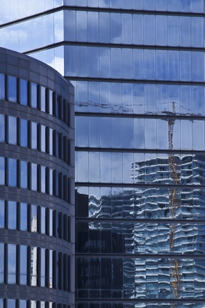 Reflection of a constuction on a skyscraper in Istanbulの写真素材