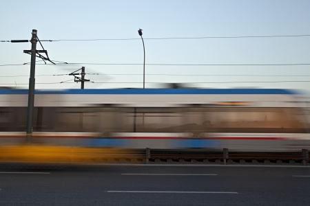 A fast moving  long exposure  subway or train at the outdoor in Istanbul Turkey,taken in 2012 summer の写真素材
