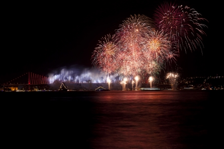 The Celebration of Turkish Republic Day with Fireworks show in Istanbul at October 29th - 2012のeditorial素材