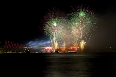 The Celebration of Turkish Republic Day with Fireworks show in Istanbul at October 29th,2012のeditorial素材