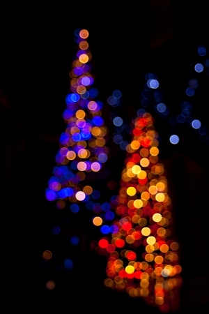 Tree shaped bokeh background made by focusing ledsの写真素材