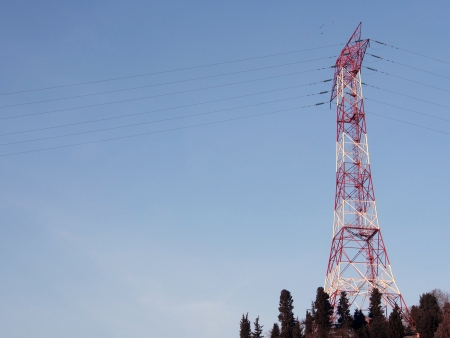 High Voltage Tower and Power Linesの写真素材
