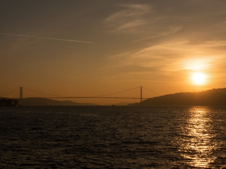 The Bosphorus Bridge and Sunsetの写真素材