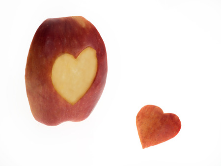 Apple slice with heart symbolの写真素材